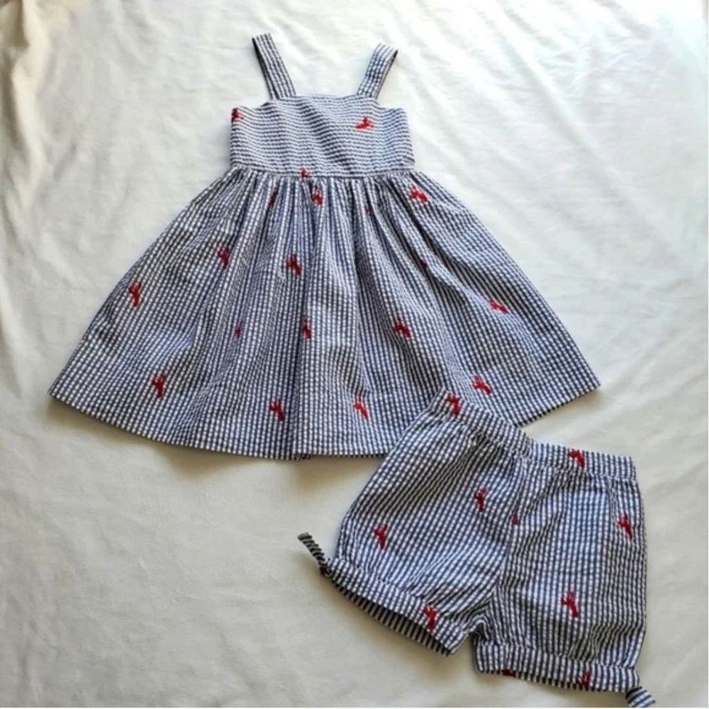 Kelly's Kids **SEE SIZES** Lobster seersucker dress + shorts